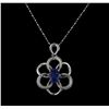 Image 1 : 14KT White Gold 2.50ct Tanzanite and Diamond Pendant With Chain
