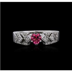 18KT White Gold 0.50ct Pink Topaz and Diamond Ring