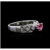 Image 2 : 18KT White Gold 0.50ct Pink Topaz and Diamond Ring