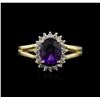 Image 1 : 14KT Yellow Gold 1.09ct Amethyst and Diamond Ring