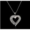 Image 2 : 10KT White Gold 0.50ctw Diamond Heart Pendant With Chain