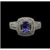 Image 1 : 0.82ct Tanzanite and Diamond Ring - 14KT White Gold