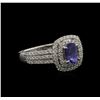 Image 2 : 0.82ct Tanzanite and Diamond Ring - 14KT White Gold