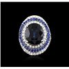 Image 1 : 18KT White Gold GIA Certified 14.21ctw Sapphire and Diamond Ring
