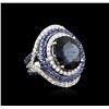 Image 2 : 18KT White Gold GIA Certified 14.21ctw Sapphire and Diamond Ring