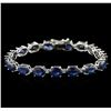 Image 1 : 14KT White Gold 22.10ctw Sapphire and Diamond Bracelet