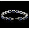 Image 3 : 14KT White Gold 22.10ctw Sapphire and Diamond Bracelet