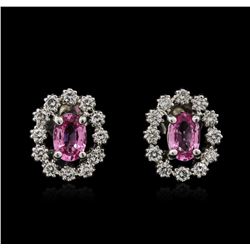 14KT White Gold 1.02ctw Pink Sapphire and Diamond Earrings