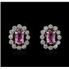 Image 1 : 14KT White Gold 1.02ctw Pink Sapphire and Diamond Earrings