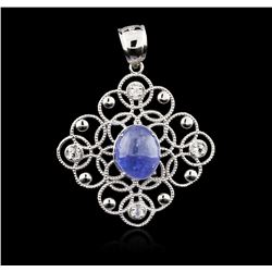 SILVER 4.80ct Tanzanite and White Topaz Pendant