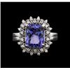 Image 1 : 4.17ct Tanzanite and Diamond Ring - 14KT White Gold