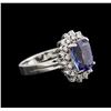 Image 2 : 4.17ct Tanzanite and Diamond Ring - 14KT White Gold