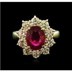 14KT Yellow Gold 3.55ct Ruby and Diamond Ring