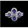 Image 1 : 14KT White Gold 1.90ctw Sapphire and Diamond Ring