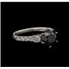 Image 2 : 3.64ctw Black Diamond Ring - 14KT White Gold
