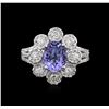 Image 1 : 14KT White Gold 2.00ct Tanzanite and Diamond Ring