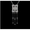 Image 2 : Onyx and Diamond Necklace - 14KT White Gold
