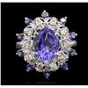 Image 1 : 14KT White Gold 3.43ctw Tanzanite and Diamond Ring