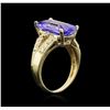 Image 3 : 4.95ct Tanzanite and Diamond Ring - 14KT Yellow Gold
