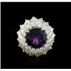 Image 1 : 14KT White Gold 7.46ct Amethyst and Diamond Ring