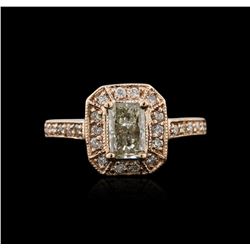 14KT Rose Gold 1.09ctw Fancy Green Diamond Ring