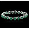 Image 1 : 14KT White Gold 15.83ctw Emerald and Diamond Bracelet