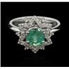 Image 1 : 1.30ct Emerald and Diamond Ring - 14KT White Gold