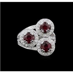 2.64ctw Ruby and Diamond Ring - 14KT White Gold