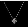 Image 1 : 0.97ctw Diamond Pendant With Chain - 14KT White Gold