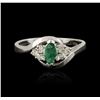 Image 1 : 14KT White Gold 0.25ct Emerald and Diamond Ring