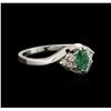 Image 2 : 14KT White Gold 0.25ct Emerald and Diamond Ring