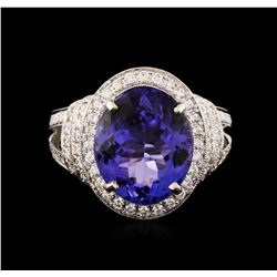 18KT White Gold 7.20ct Tanzanite and Diamond Ring