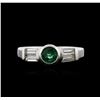 Image 1 : 14KT White Gold 0.38ct Emerald and Diamond Ring