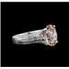 Image 2 : 3.13ct Morganite and Diamond Ring - 18KT White Gold