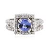 Image 1 : 14KT White Gold 1.61ct Tanzanite and Diamond Wedding Ring Set