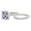 Image 3 : 14KT White Gold 1.61ct Tanzanite and Diamond Wedding Ring Set