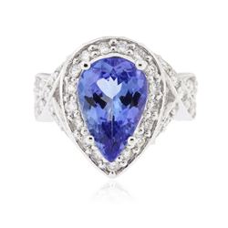 14KT White Gold 3.10ct Tanzanite and Diamond Ring