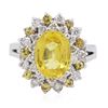 Image 1 : 14KT White Gold GIA Certified 3.35ct Yellow Sapphire and Diamond Ring