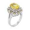 Image 3 : 14KT White Gold GIA Certified 3.35ct Yellow Sapphire and Diamond Ring