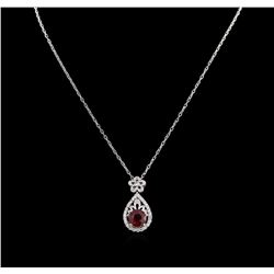 4.85ct Ruby and Diamond Pendant With Chain - 14KT White Gold