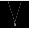 Image 1 : 14KT Rose Gold 1.99ct Tanzanite and Diamond Pendant With Chain