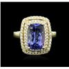Image 1 : 14KT Yellow Gold 4.89ct Tanzanite and Diamond Ring
