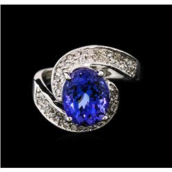 4.38ct Tanzanite and Diamond Ring - 14KT White Gold