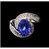 Image 1 : 4.38ct Tanzanite and Diamond Ring - 14KT White Gold
