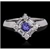 Image 1 : 14KT White Gold 0.33ct Tanzanite and Diamond Ring