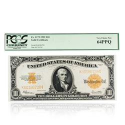 1922 $10 PCGS Gold Certificate