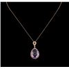 Image 1 : 13.08ct Amethyst and Diamond Pendant With Chain - 14KT Rose Gold