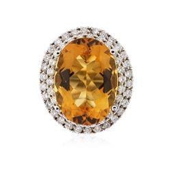 14KT White Gold 11.62ct Citrine and Diamond Ring