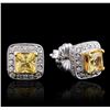 Image 2 : 18KT White Gold 2.00ctw Yellow Sapphire and Diamond Earrings