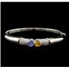 Image 1 : 2.68ctw Sapphire and Diamond Bangle Bracelet - 18KT White Gold